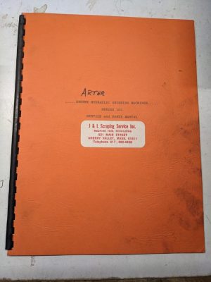 Arter Operator Service Manual Parts List Book Grenby Grinding Machine 103 Series