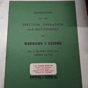 Bardons Oliver Operator Service Maintenance Manual Lathe #2 1948 Shop Book