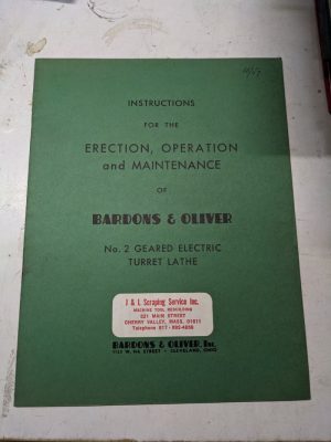 Bardons Oliver Operator Service Maintenance Manual Lathe #2 1948 Shop Book