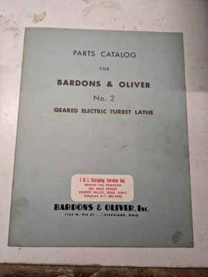 Bardons Oliver Service Parts List Book Catalog Manual #2 Turret Lathe 1948 Shop
