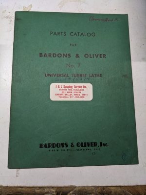 Bardons Oliver Service Parts List Book Catalog Manual #7 Turret Lathe 1952 Shop
