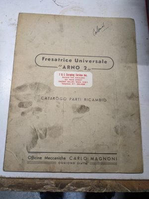 Arno Service Spare Part List Shop Book Catalog Manual #2 Milling Machine Italian