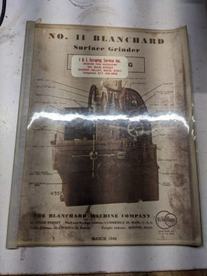 Blanchard Surface Grinder Service Parts List Manual Book Catalog #11 1944 Copy