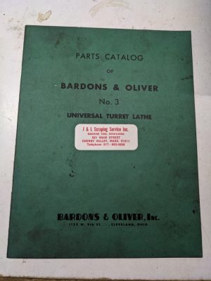 Bardons Oliver Service Parts List Shop Book Catalog Manual #3 Turret Lathe