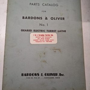 Bardons Oliver Service Parts List Shop Book Catalog Manual #1 Elec Turret Lathe
