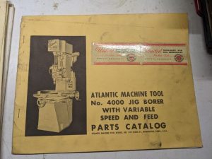Atlantic Machine Tool Service Parts List Book Manual Catalog #4000 Jig Borer