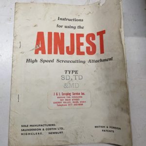 Ainjest Screwcutting Attachment Type Sd Td Md Instruction Service Manual