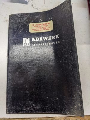 Abawerk Operator Service Manual Parts List Catalog Model Ff Grinding Machine