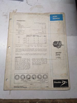Double A Brown Sharpe Gerotor Pump B Series A1 Service Manual Parts List 1969