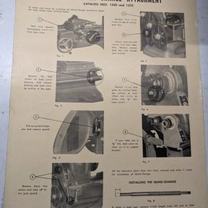 Atlas Instruction Service Manual Parts List 1948 Quick Change Attachment Book
