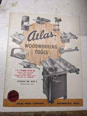 Atlas Press Woodworking Tools Catalog W50-2 1951 Sales Brochure Specifications