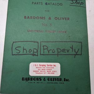 Bardons Oliver Service Parts List Book Catalog Manual Turret Lathe #5 1952