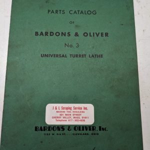 Bardons Oliver Service Parts List Book Catalog Manual Turret Lathe #3 1943