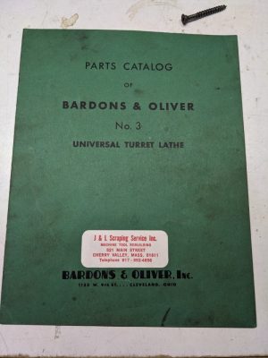 Bardons Oliver Service Parts List Book Catalog Manual Turret Lathe #3 1943
