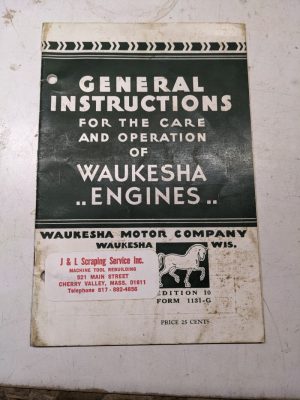 Waukesha Motor Engines Instruction Service Manual Operation 1952 Shop Book