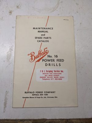 Buffalo Service Maintenance Manual Spare Parts List Book Catalog #16 Drills 1953