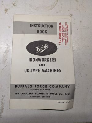 Buffalo Service Operation Instruction Manual Ironworkers Ud-Type Machines 1961