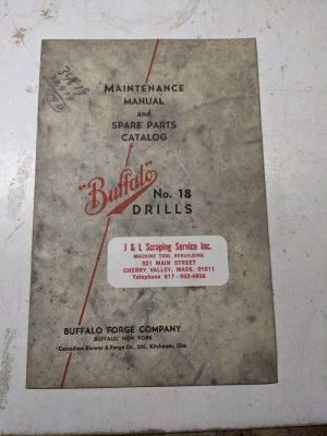 Buffalo Service Maintenance Manual Spare Parts List Book Catalog #18 Drills 1951