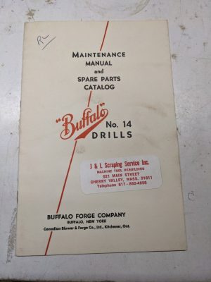 Buffalo Service Maintenance Manual Spare Parts List Book Catalog #14 Drill 1952