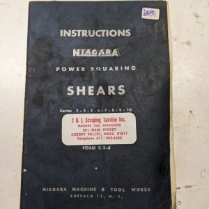 Niagara Instruction Operator Service Manual Shears 2 3 4 5 6 7 8 9 10 Series