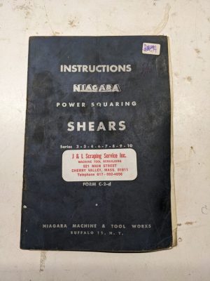 Niagara Instruction Operator Service Manual Shears 2 3 4 5 6 7 8 9 10 Series