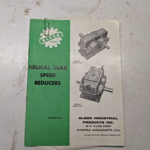 Olson Helical Gear Speed Reducers 1960 Sales Brochure Catalog Specifications