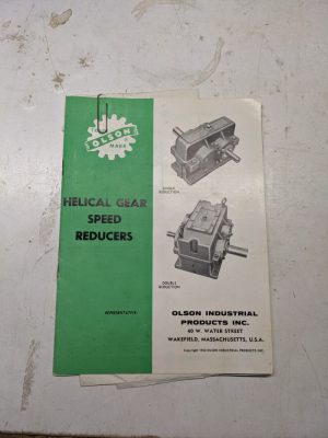 Olson Helical Gear Speed Reducers 1960 Sales Brochure Catalog Specifications