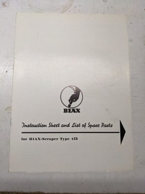 Biax Scraper Type 4 Eb Instruction Sheet Service Parts List Book Manual 1969
