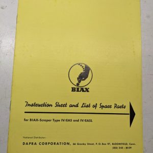 Biax Scraper Type Iv/Easl Instruction Sheet Service Parts List Book Manual 1964