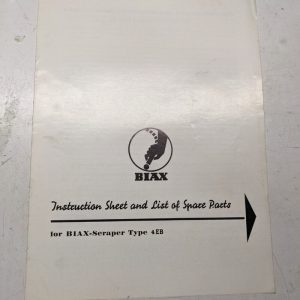 Biax Scraper Type 4 Eb Instruction Sheet Service Part List Book Manual 1969 Shop