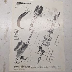 Biax Scrapper Type 8 E Halfmoon Service Parts List Shop Book Manual 1969 1-Page
