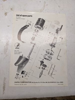 Biax Scrapper Type 8 E Halfmoon Service Parts List Shop Book Manual 1969 1-Page