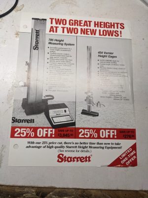 Starrett Sales Brochure Height Measuring System Gages 785 454 Price List