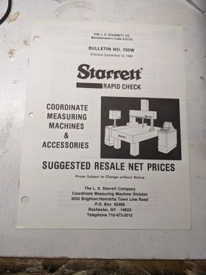 Starrett Rapid Check Coordinate Measuring Machine Sales Brochure Price List 1983