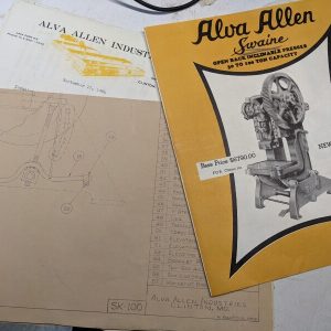 Alva Allen Swain Press 30-100 Ton Sales Brochure Price List Part Diagram 39 Ag