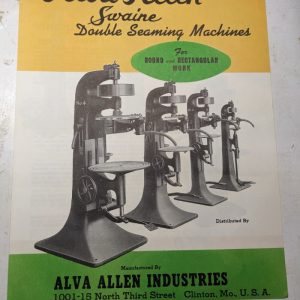 Alva Allen Swain Sales Brochure Catalog Features Specs Double Seaming Machine