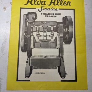 Alva Allen Swain Sales Brochure Catalog Features Specs Presses 81 Straight Side