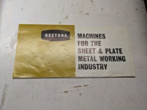 Keetona Machines Sheet Plate Metal Working Industry Sales Brochure Shears Brake