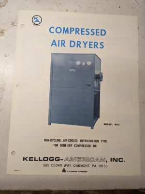 Kellogg American Compressed Air Dryers Sales Brochure Catalog Specifications
