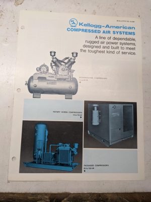 Kellogg American Compressed Air Systems Sales Brochure Catalog Features Specs