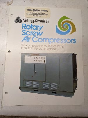 Kellogg American Screw Air Compressor Sales Brochure Catalog Specifications