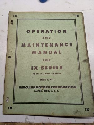 Hercules Operation & Maintenance Manual Service Book Ix Series 1951 Oem Engine