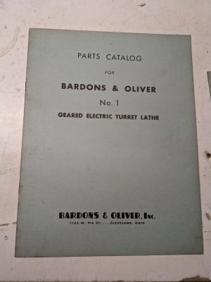 Bardons Oliver Electric Turret Lathe Service Parts List Book Manual Catalog #1