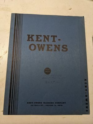 Kent Owens Milling Machine Service Parts List Manual #1-8 No Pictures Text Only
