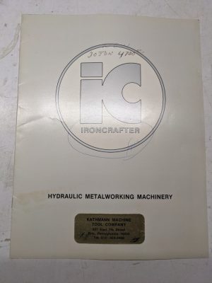 Iron Crafter Ic Hydraulic Metalworking Machine Sales Brochure Catalog Press