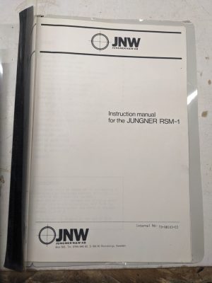Jnw Junger N&W Ab Instruction Operator Service Manual Rsm-1 Grinding Machine