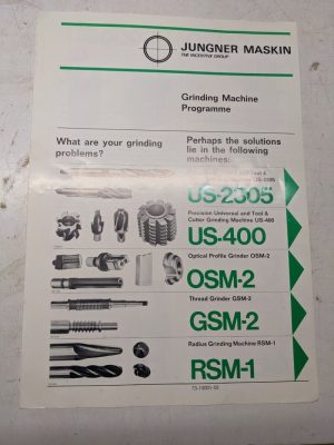 Gti Junger Sales Brochure Specs Tool Cutter Grinders 2305 400 Osm Gsm Rsm