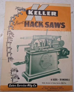 Keller Power Hack Saws Sales Brochure Catalog Prices Features Specifications
