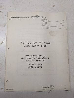 Dresser Wayne Operator Service Manual Parts List 5000 5200 Compressor 1971