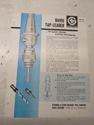 Giddings Lewis Sale Brochure Specification Feature Catalog Tap-Leader D-181 1962